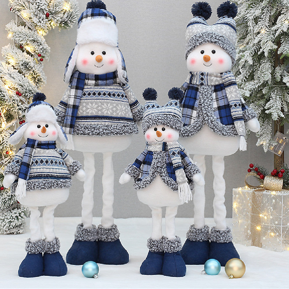 Christmas New Product Blue Fabric Expandable Snowman Doll Adornment Decoration