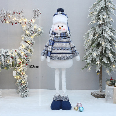 Christmas New Product Blue Fabric Expandable Snowman Doll Adornment Decoration