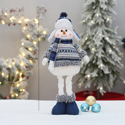 Christmas New Product Blue Fabric Expandable Snowman Doll Adornment Decoration