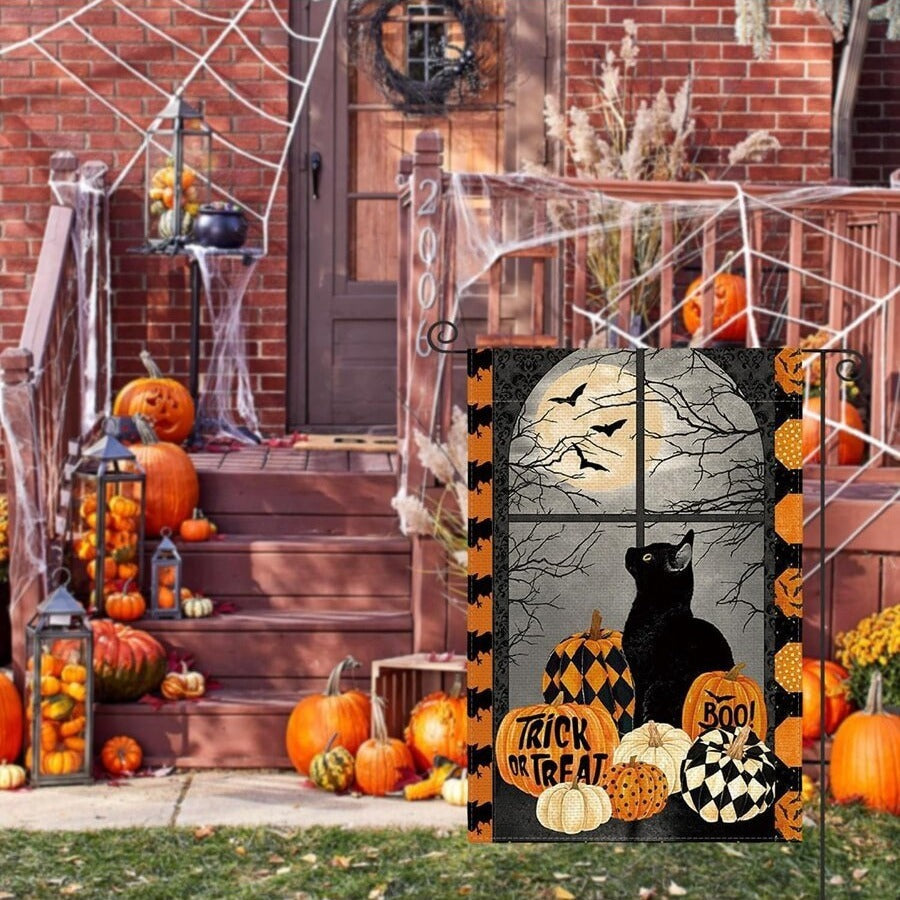 Halloween Cat Pumpkin Garden Banner Garden Decoration Flag