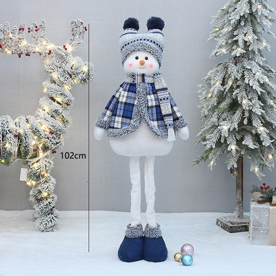 Christmas New Product Blue Fabric Expandable Snowman Doll Adornment Decoration