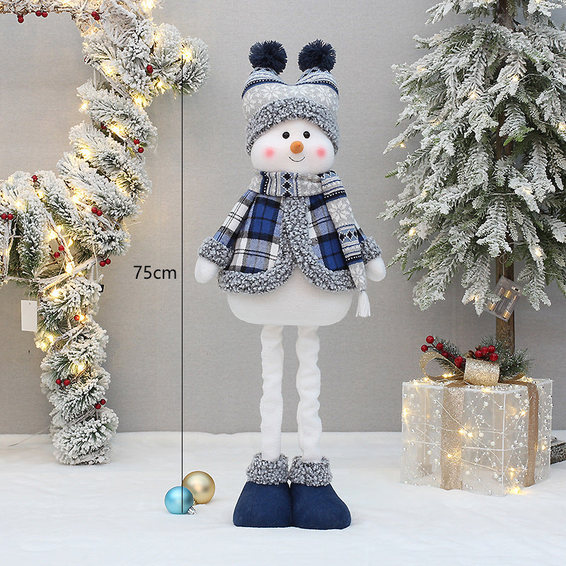 Christmas New Product Blue Fabric Expandable Snowman Doll Adornment Decoration